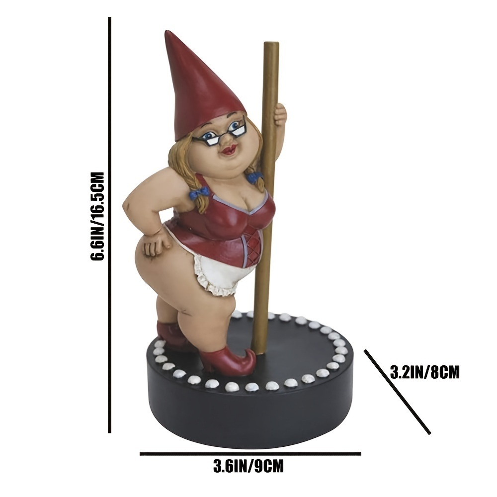 dropship 1pcs Gnome Figure Statue Crafts; Resin Women Pole Dancing Goblin Ornaments; For Garden Home Decor Bedroom Office Lawn (3.6*3.2*6.6inch)