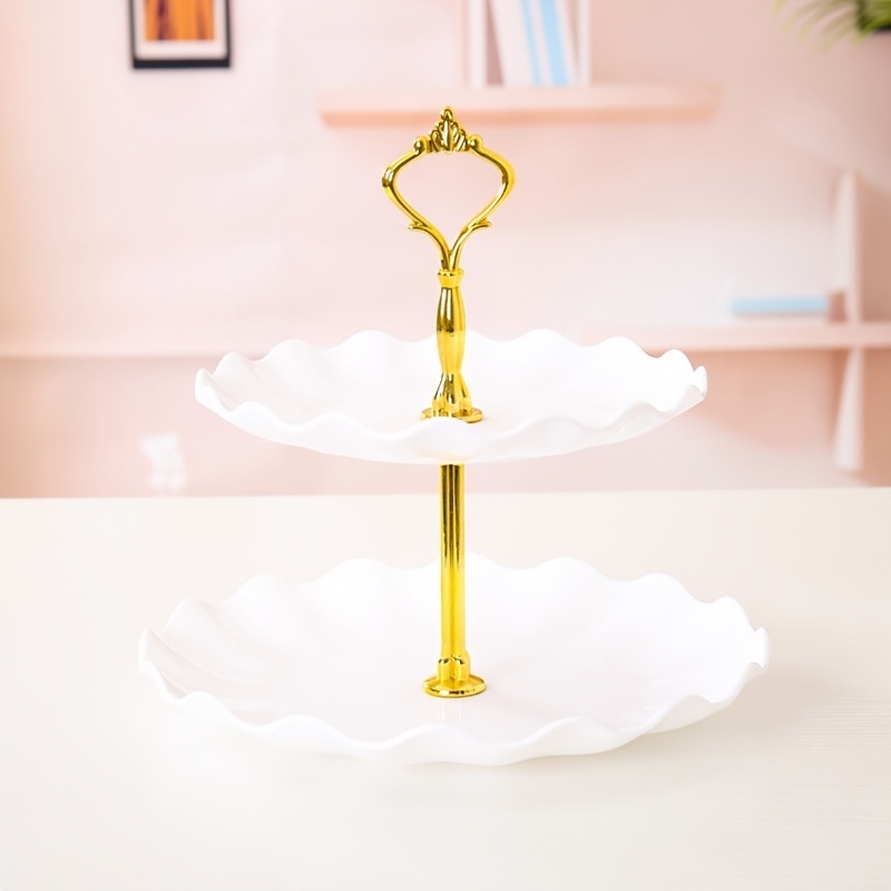 dropship 1pc; Plastic Dessert Display Table; Wavy European And American Style; Buffet Tea Break Cake Dessert Service Tray Fruit Plate