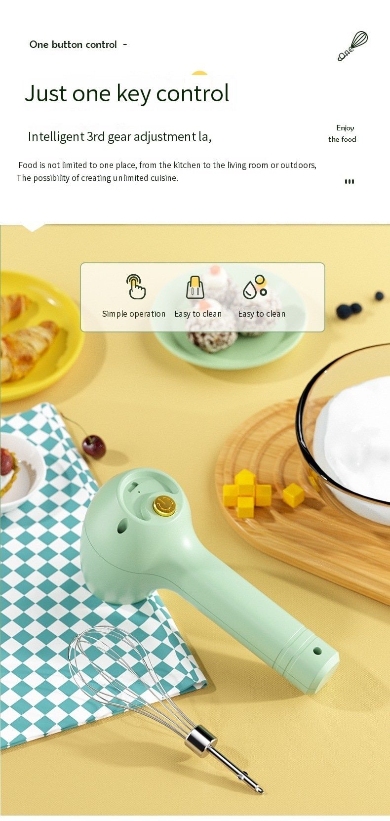 dropship Wireless Portable Electric Food Mixer 3 Speeds Automatic Whisk Dough Egg Beater Baking Cake Cream Whipper Kitchen Tool