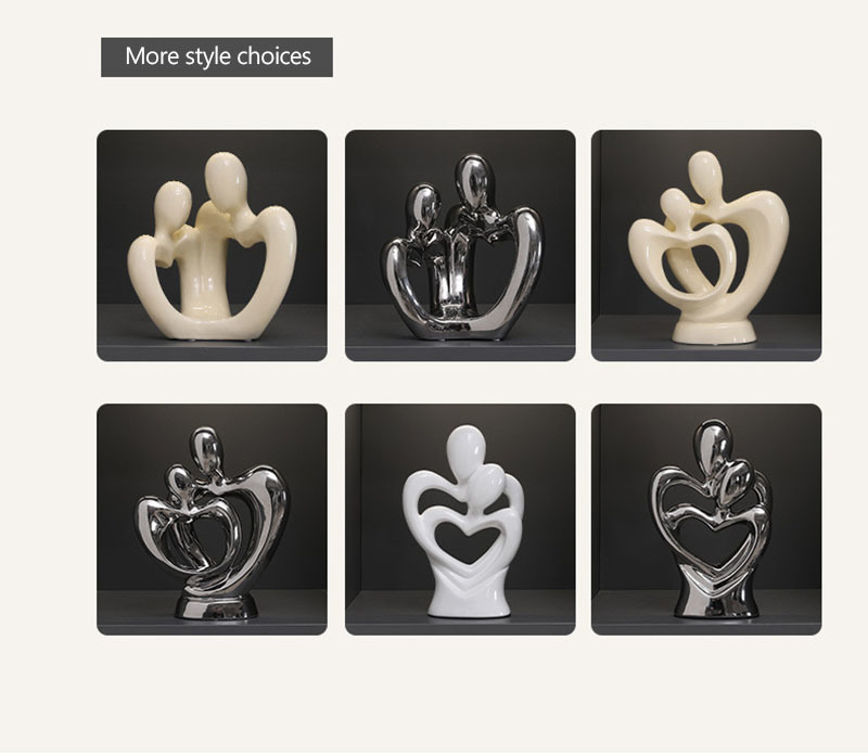 dropship NORTHEUINS Ceramic Abstract Couple Statue European Figure Lover Figurines for Anniversary Collection Home Living Room Decoration