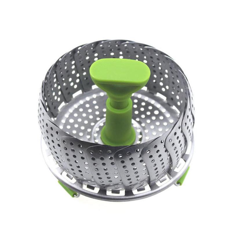dropship Steel Folding Steamer Basket Steel Fish Steamed Steamer Vegetable Steamer Telescopic V0B3