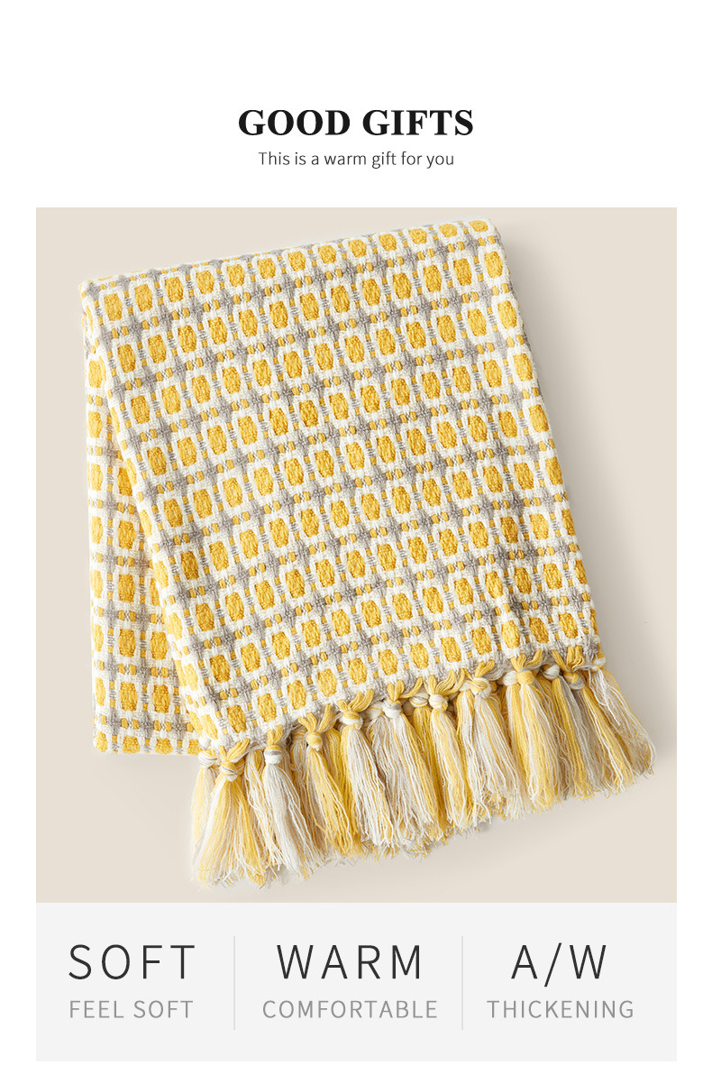 dropship Tassel Thread Blanket Geometry Woven Office Air Conditioner Lunch Break Towel Blanket Shawl Sofa Bedroom Vintage Lattice Splice