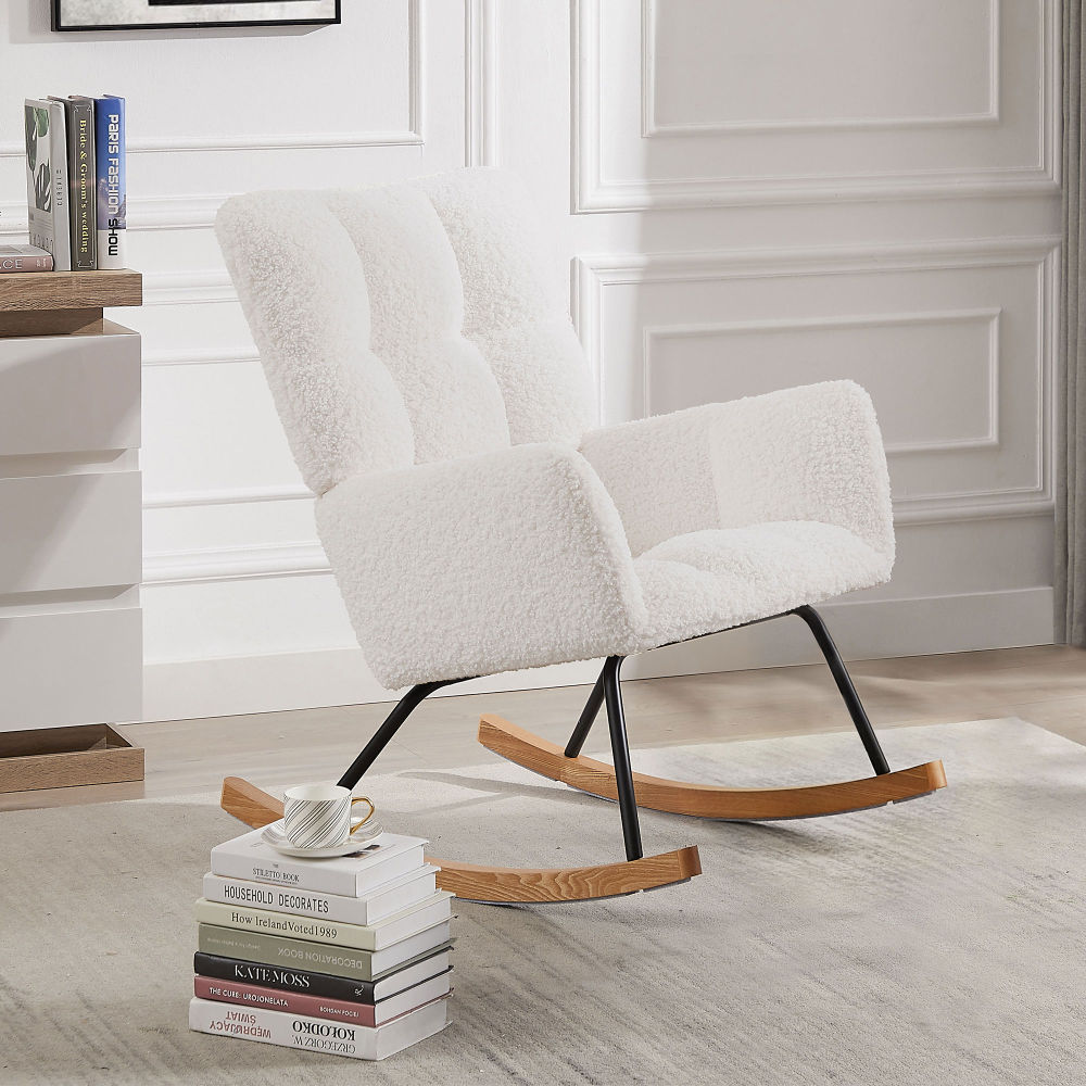 dropship Leisure Sofa Glider Chair, Comfy Upholstered Lounge Chair with High Backrest, for Nursing Baby, Reading, Napping Beige