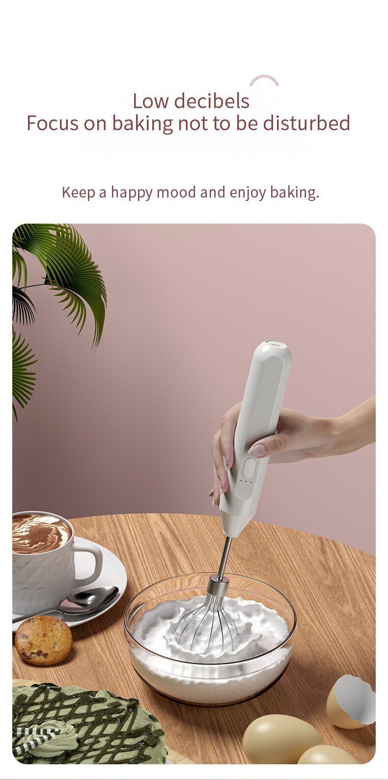 dropship Electric Milk Frother Handheld Egg Beater Coffee Milk Drink Egg Mixer Foamer Foamer Household Kitchen Cooking Tool