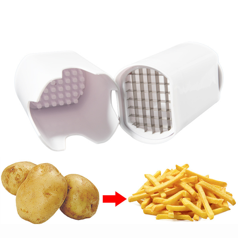 dropship 1pc Potato Fries 44 Grid Cut Potato Quick Stainless Steel French Cut French Fries Kitchen Utensils; White