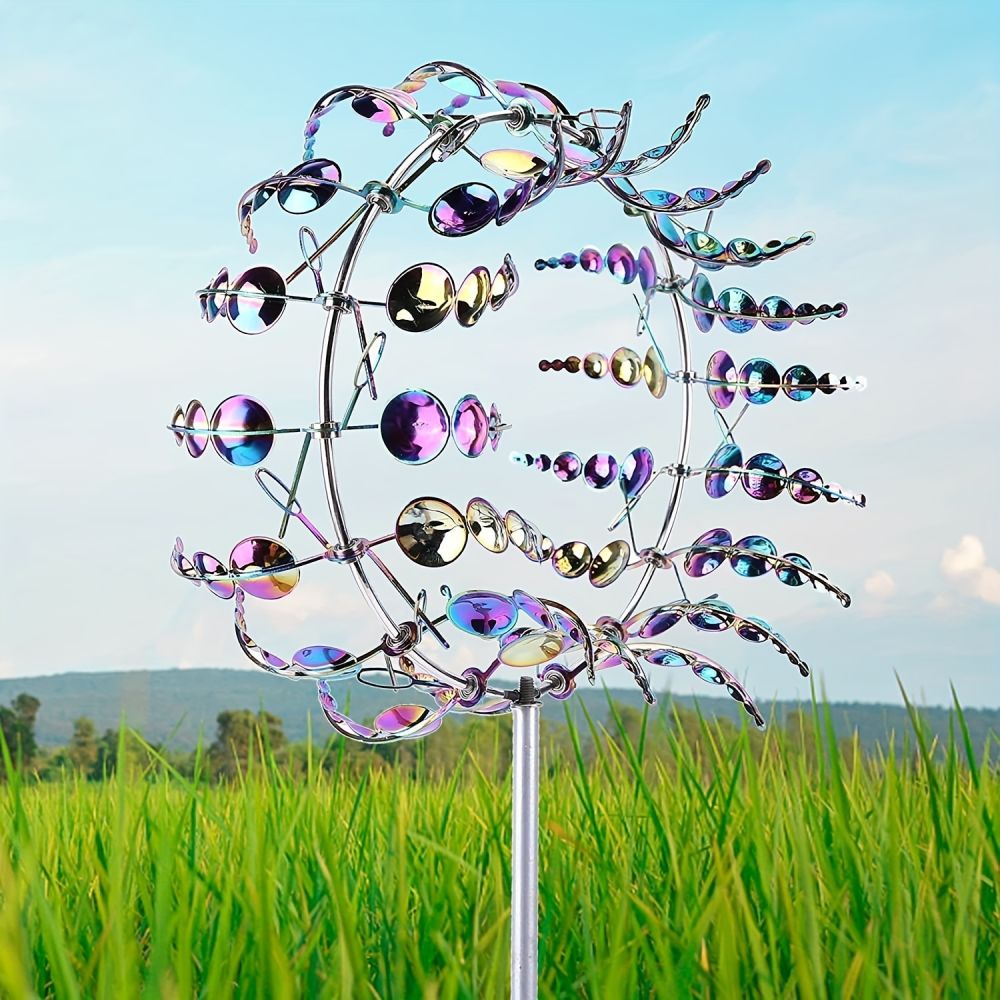 dropship Outdoor Metal Windmill For Yard And Garden Decoration, Dynamic Wind Sculpture, Easy To Install, Beautiful And Durable, Wind Power Rotates Sculpture, Creative Garden Windmill Decoration