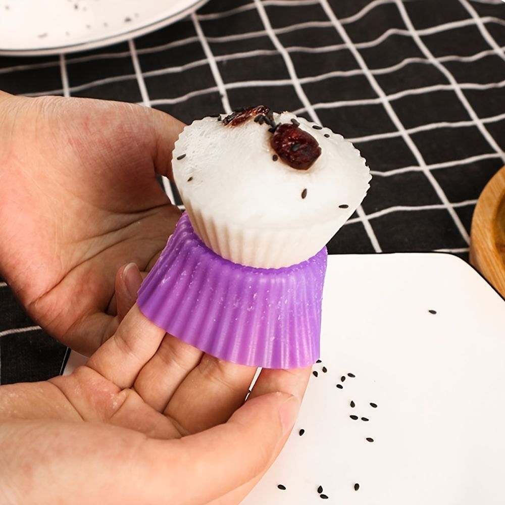 dropship 10pcs Silicone Muffin Cup; Cake Cup; Kitchen Baking Mold; Non-Stick Surface Cupcake Liners For Home Baking; Color Random