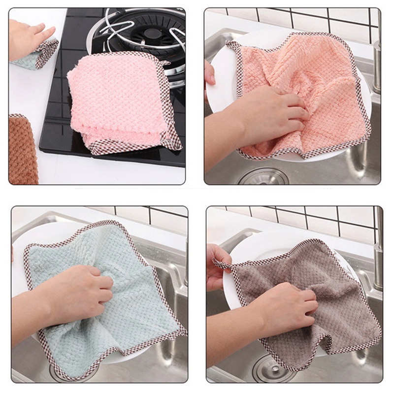 dropship Kitchen daily dish towel; dish cloth; kitchen rag; non-stick oil; thickened table cleaning cloth; absorbent scouring pad