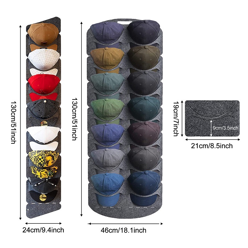 dropship Hanging Hat Organizers For Baseball Cap Felt Storage Holders For Bedroom Closet Space Saving Wall Door Felt Storage Rack