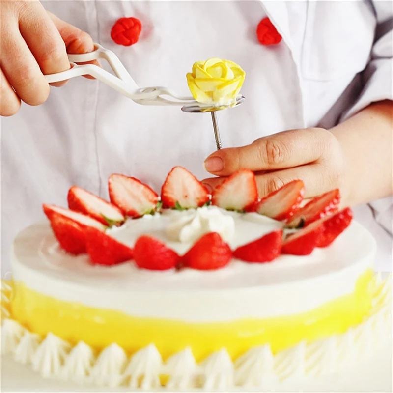 dropship 2pcs Piping Flower Scissors/Nail Kitchen Baking Pastry Tool Rose Decor Lifter Fondant Cake Decorating Tray Cream Transfer Set