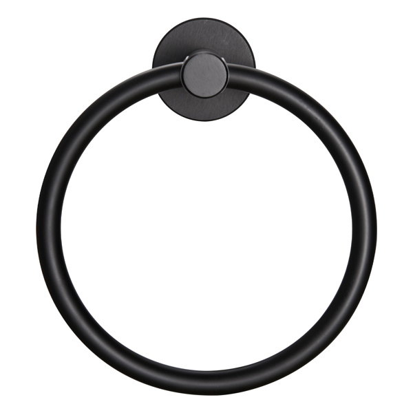 dropship Towel Ring Matte Black; Bath Hand Towel Ring Thicken Space Aluminum Round Towel Holder for Bathroom