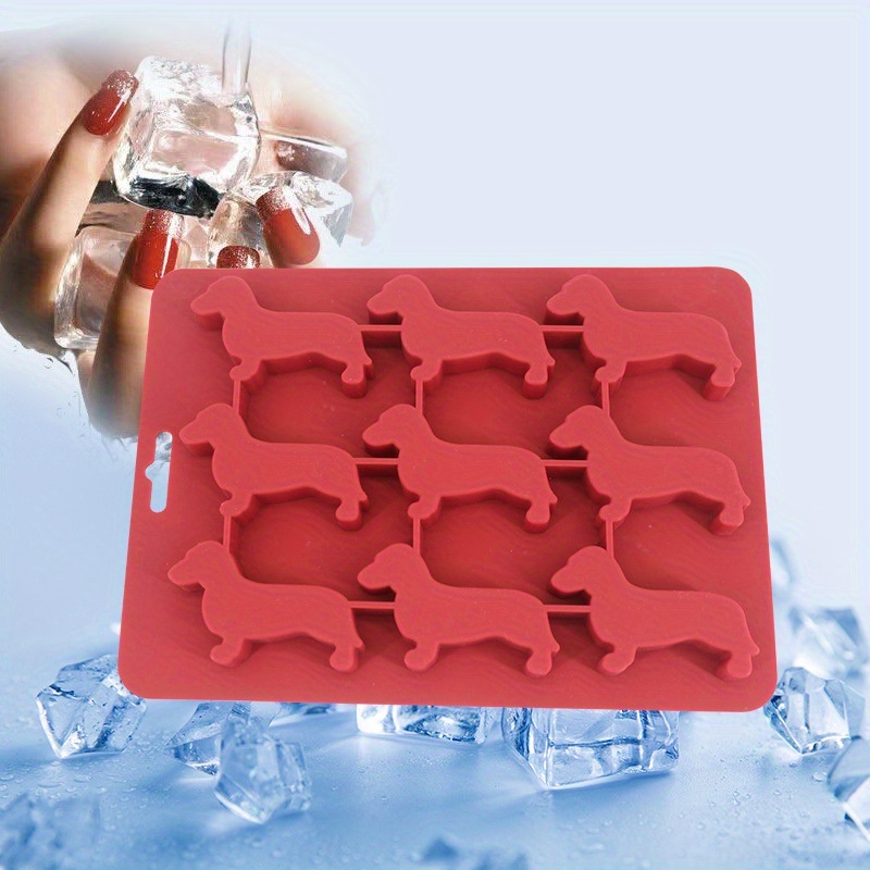 dropship 1pc 9 Freezers Silicone Ice Mold Card Love Cartoon Dog Shape Chocolate Biscuit Baking Mold