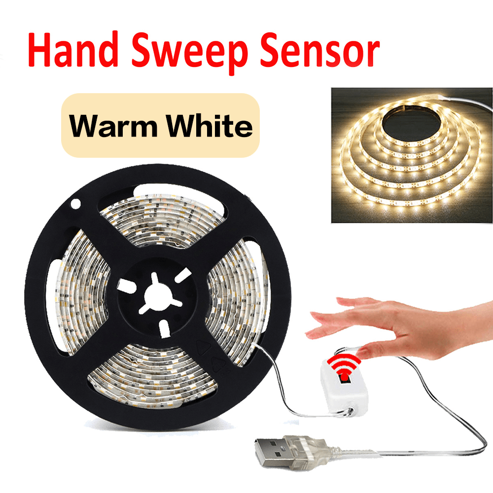 dropship 1pc DC 5V Lamp USB Motion LED Backlight TV Kitchen LED Strip Hand Sweep Waving ON OFF Sensor Light Diode Lights Double-sided Tape