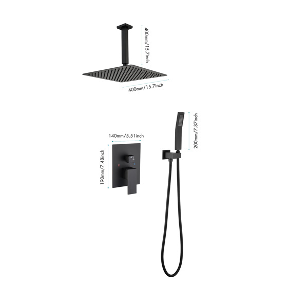 dropship Matte Black Shower Set System Bathroom Luxury Rain Mixer Shower Combo Set Ceiling Mounted Rainfall Shower Head Faucet