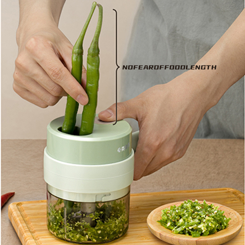 dropship 4 In 1 Vegetable Chopper Handheld Electric Vegetable Cutter Set Portable Wireless Garlic Mud Masher Garlic Press And Slicer Set Multifunctional Electric Mini Food Processor