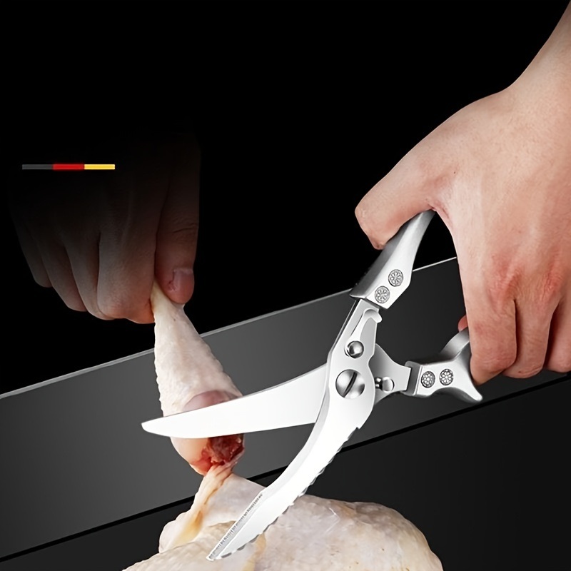 dropship 1pc Kitchen Poultry Shears; Kitchen Powerful Chicken Bone Scissors; Multi-purpose Stainless Steel Scissors; Duck Fish Cutter Shears