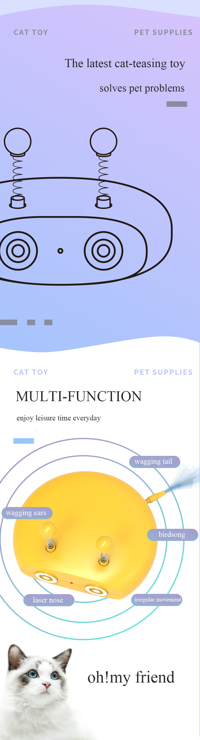 dropship Electric Cat Interactive Toys Funny Pet Teasing Robot Laser Toys Automatic Steering Walking Sticks