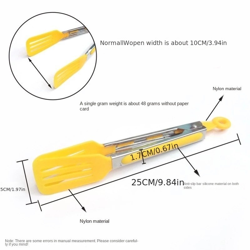 dropship 1pc Cross-border Exclusively For 9-inch Nylon Square Head Food Clip Barbecue Clip Flat Clip Bread Clip Stainless Steel Food Clip