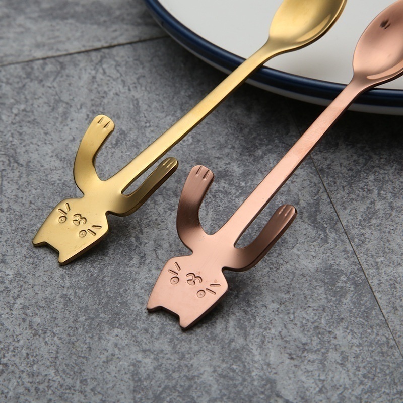 dropship 1pc Cute Kawaii Cat Spoon; Flatware; Creative Coffee Drinking Tools; Kitchen Gadget