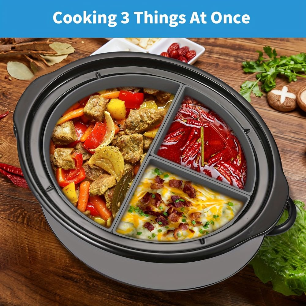 dropship 1pc Slow Cooker Divider Liner Fit 6 QT Crockpot; Reusable & Leakproof Silicone Crockpot Divider; Dishwasher Safe Cooking Liner For 6 Quart Pot