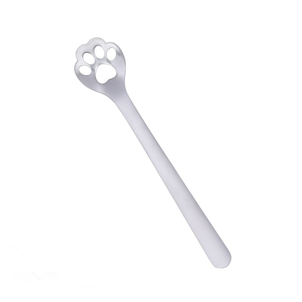 dropship 1pc Stainless Steel Hollow Out Kawaii Cat Claw Spoon; Mixing Spoon; Cake Dessert Spoon; Cookie Mold