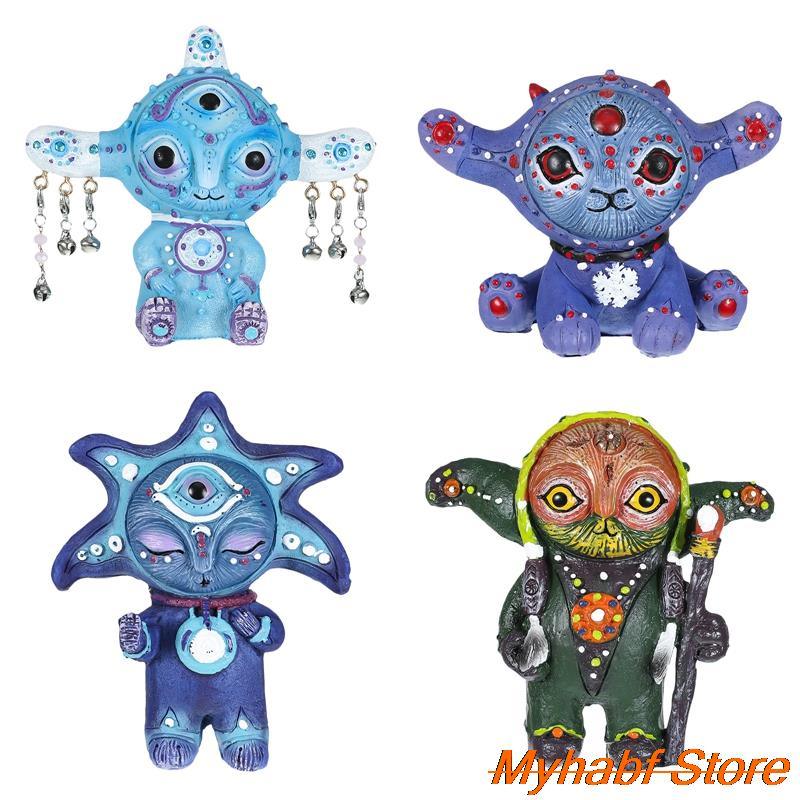 dropship DIY Fairy Elf Resin Statue Model Garden Alien Sculpture Desktop Ornaments Figurine Garden Home Decor Crafts Gifts 10*10*4cm