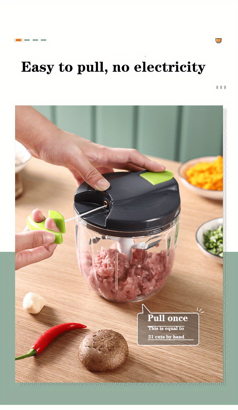 dropship Manual Meat Grinder Vegetable Cutter Pound Garlic Artifact Shredder Baby Complementary Food Machine Hand Cut Pepper Capacity 520ml
