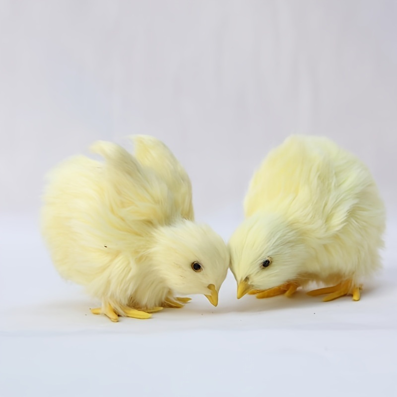 dropship 1pc Simulated Little Chick Figurine Lifelike Chicken Figurines Animal Figurine Realistic Chicken Photography Props Easter Supplies Easter Toy