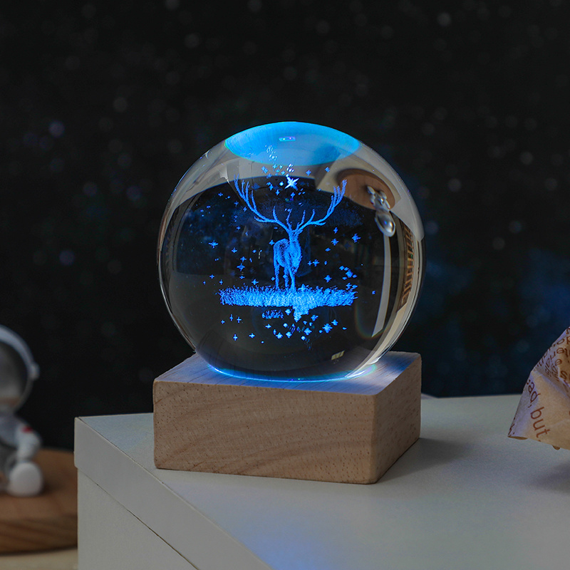 dropship Cosmos Series Crystal Ball Night Lights; Milky Way; Moon; Desktop Bedroom Small Ornaments; Creative Valentine's Day Gifts Birthday Gifts