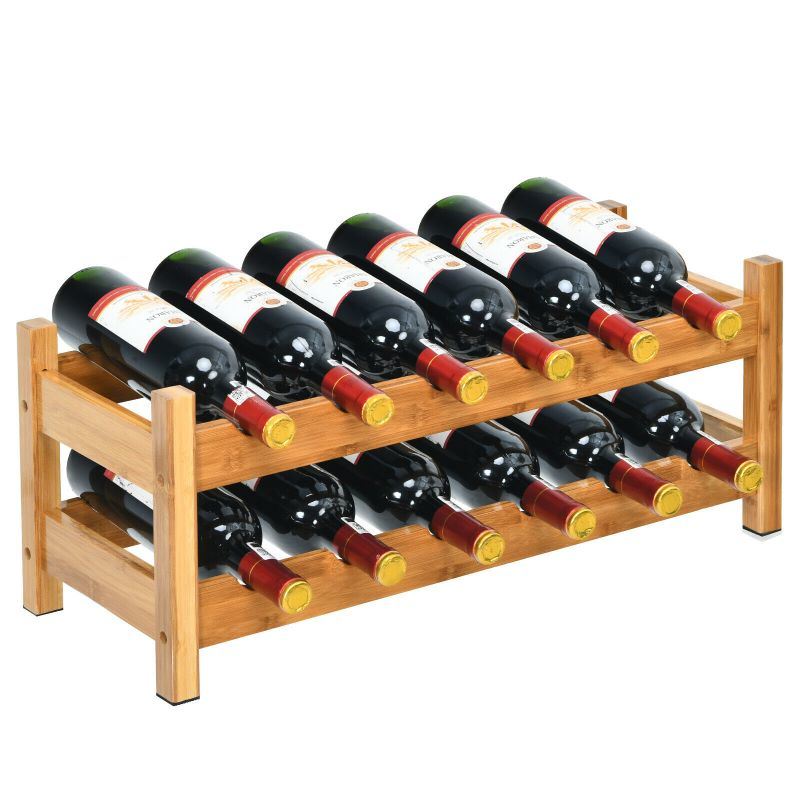 dropship Kitchen Natural Bamboo Products Wine Rack Display Storage Holder Shelf