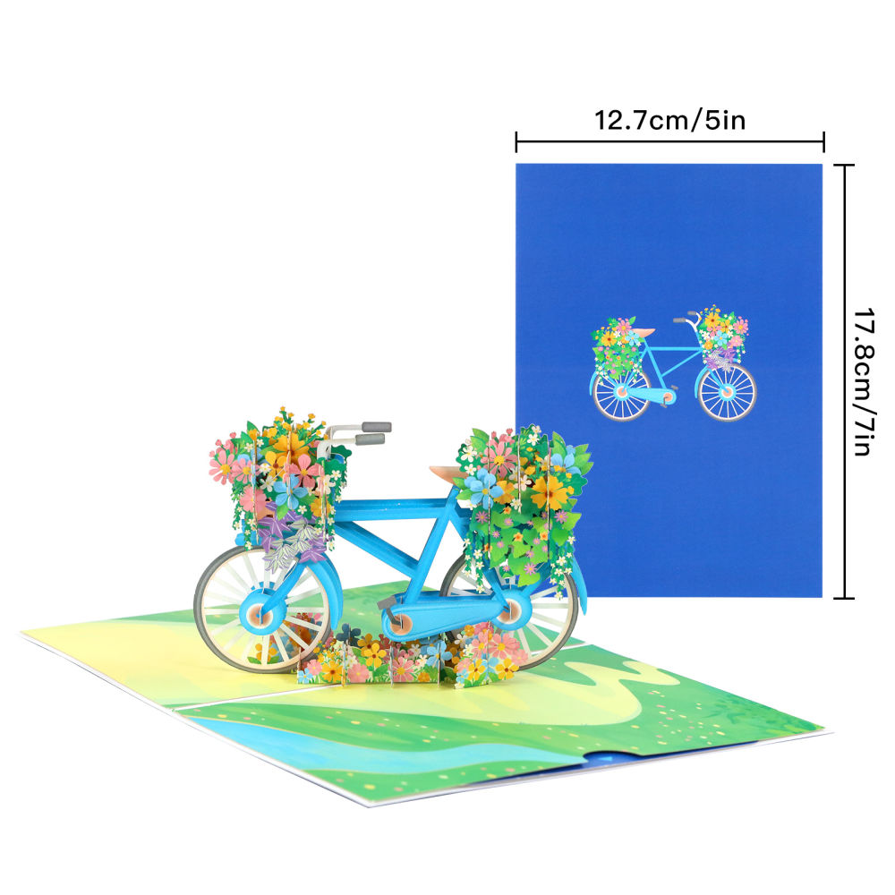 dropship 1pc Flower Bicycle Pop Up Card; 3D Spring Flower Bike Greeting Card For Anniversary; Mothers Day; Valentines Day; Thinking Of You; Thank You; Wedding; Sympathy