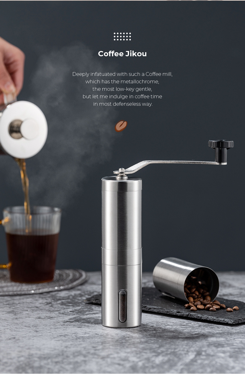 dropship GIANXI Manual Coffee Grinder for French Embossing Machine Hand-held Mini Brushed Stainless Steel Portable Conical
