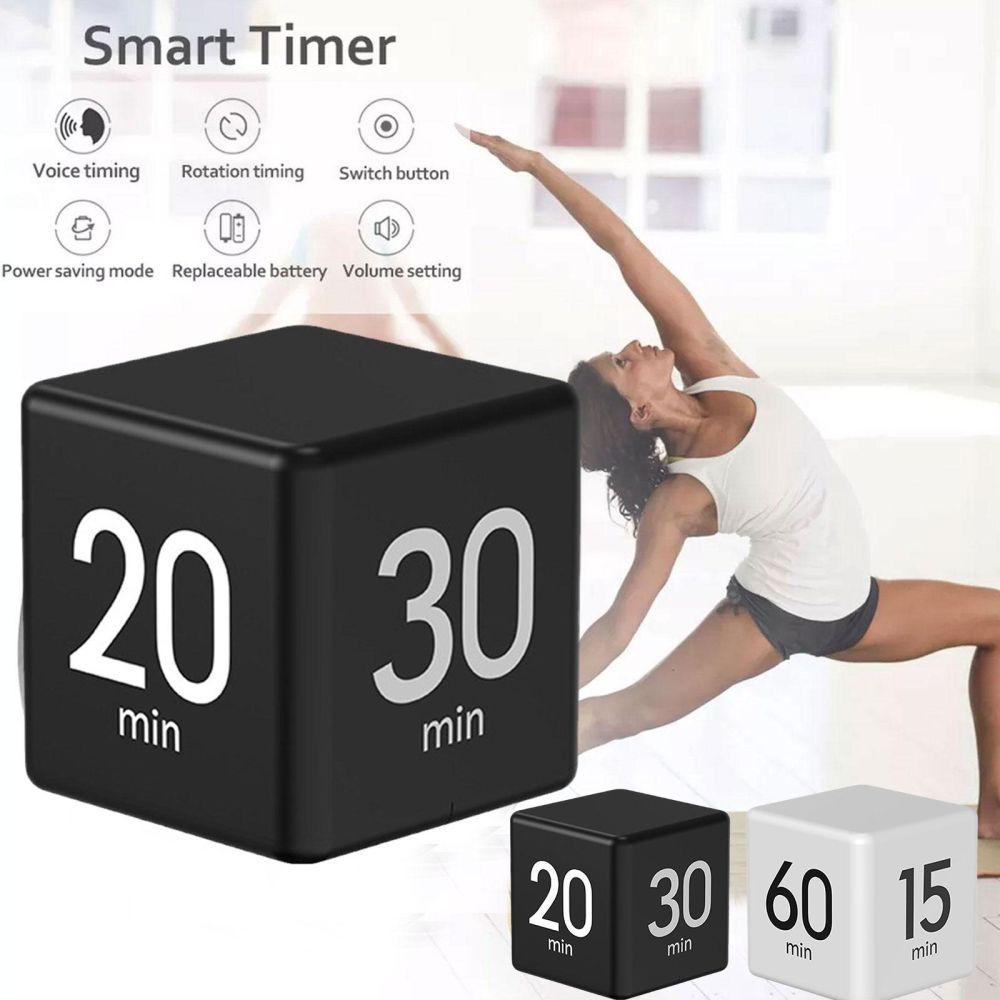 dropship Digital Display Alarm Clock Time Management PP Cube Shape Countdown Homework Study Timer Kitchen Timers for Daily Life