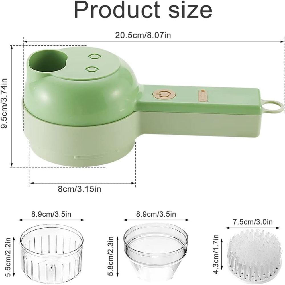 dropship 1pc 4 In 1 Vegetable Chopper Handheld Electric Vegetable Cutter Set Portable Wireless Garlic Mud Masher Garlic Press And Slicer Set Multifunctional Electric Mini Food Processor