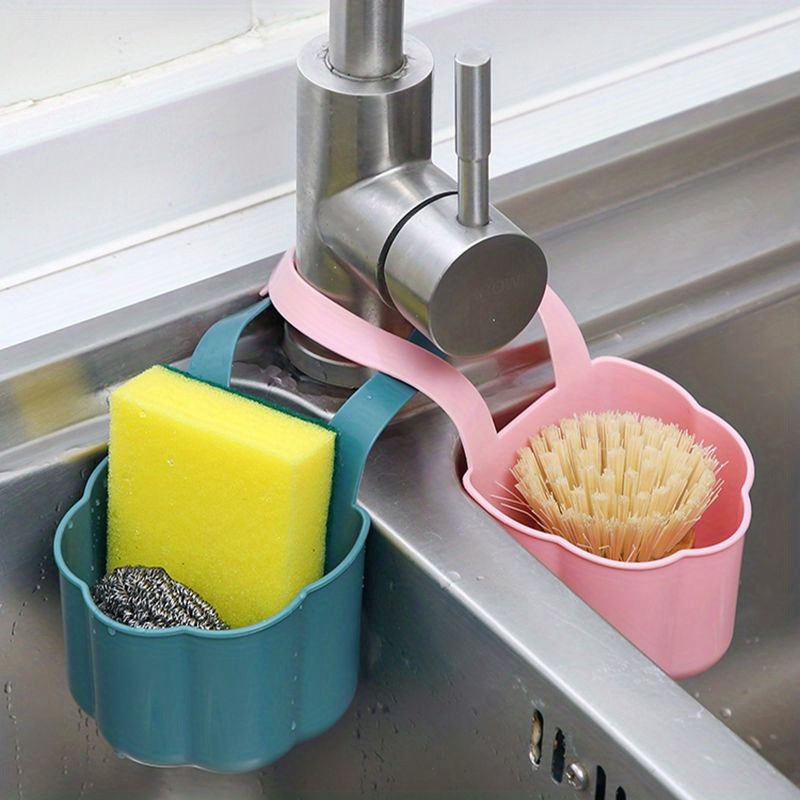 dropship 1pc Kitchen Sink Drain Rack; Soap Sponge Rack; Hanging Storage Basket; Bathroom Adjustable Faucet Rack Kitchen Accessories