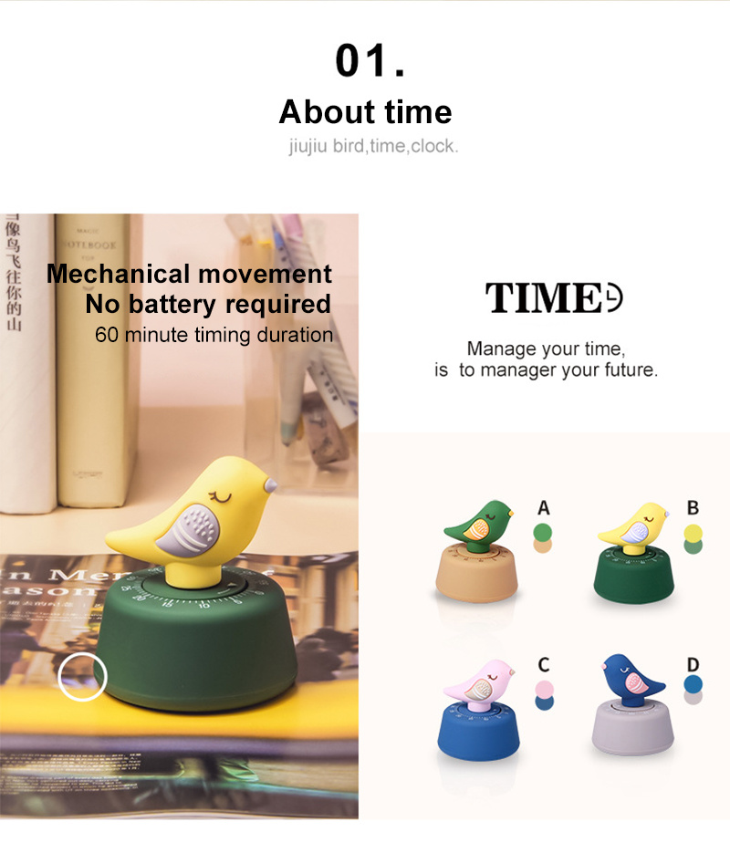 dropship Bird Timer Reminder Countdown Stopwatch Alarm 60 Minute Kitchen Cooking Learning Timers Mechanical Wind-up Counter Alarm Clocks