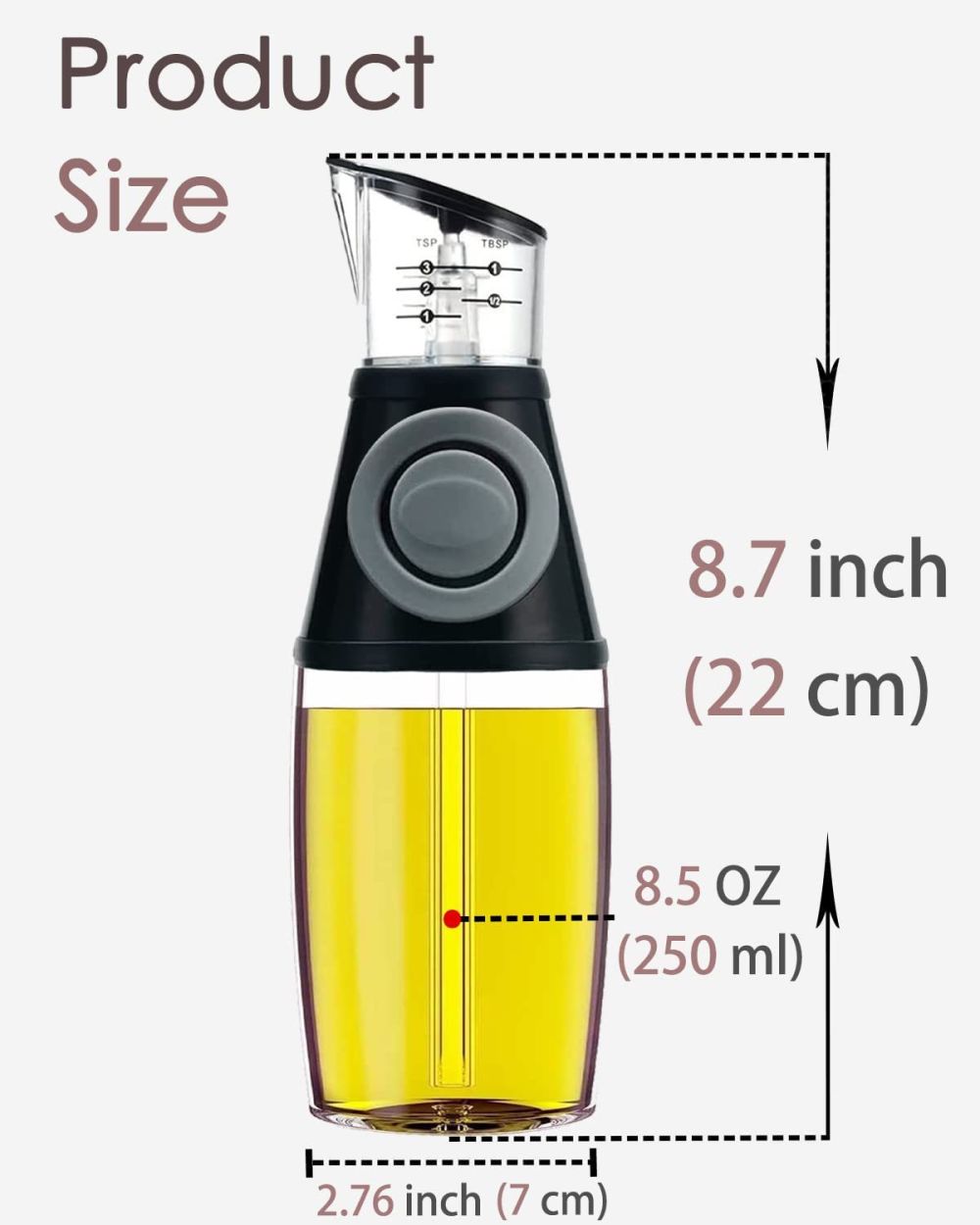 dropship 1pc Oil Dispenser Bottle; 17oz Olive Oil Dispenser Oil Sprayer; Clear Glass Refillable Oil And Vinegar Dispenser Bottle With Measuring Scale Pump For Kitchen; Cooking; Salads