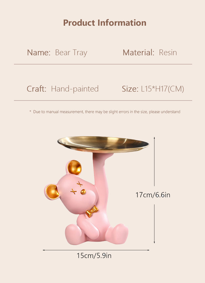 dropship NORTHEUINS Resin Bear Empty Pocket House Entry Decoration Tray Keys Receiver Storage Figurines for Interior Home Object Statues