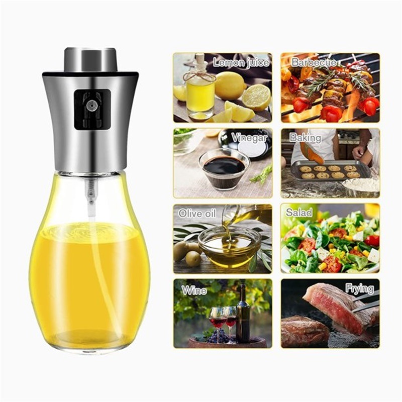 dropship Olive Oil Dispenser Bottle Oil Sprayer Dispenser Vinegar Sprayer Dressing Spray Portable; Grilling Olive Oil Glass Bottle 200ml; For Kitchen; Cooking; Salad; Bread Baking