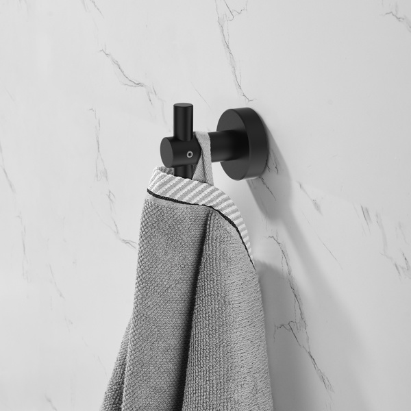 dropship Bathroom Hardware Set; Thicken Space Aluminum 6 PCS Towel bar Set- Matte Black 24 Inches Wall Mounted
