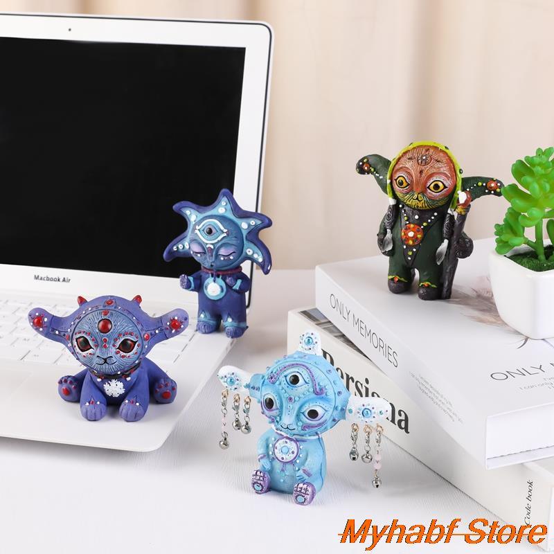 dropship DIY Fairy Elf Resin Statue Model Garden Alien Sculpture Desktop Ornaments Figurine Garden Home Decor Crafts Gifts 10*10*4cm