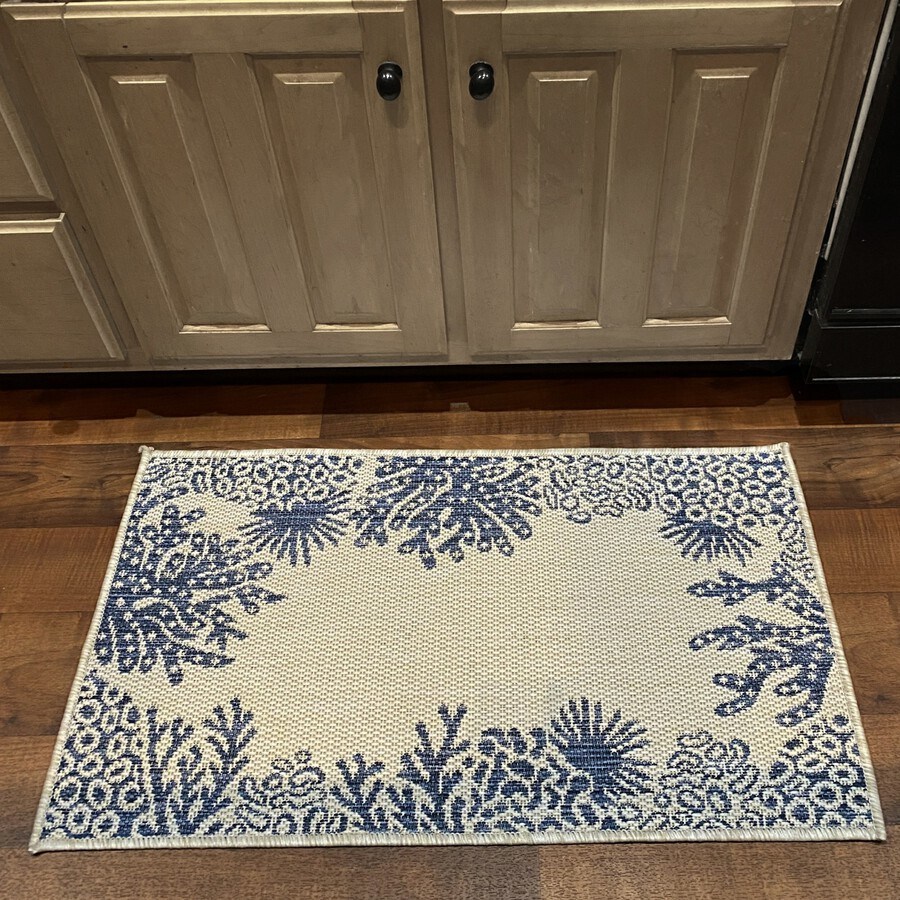 dropship Home Decor Coastal Bordered Coral Reef Indoor/Outdoor Accent Rug