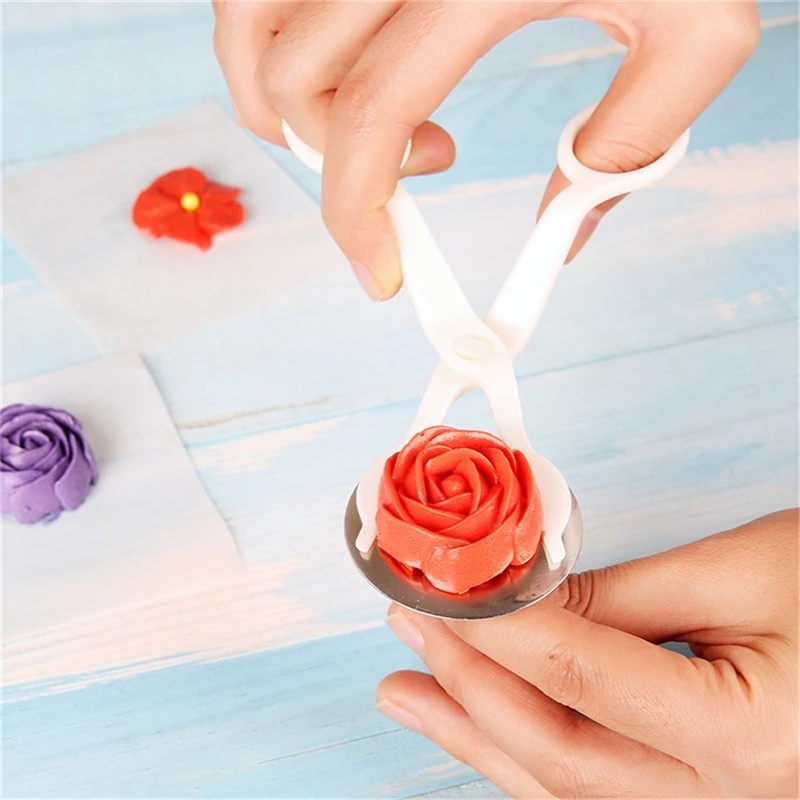 dropship 2pcs Piping Flower Scissors/Nail Kitchen Baking Pastry Tool Rose Decor Lifter Fondant Cake Decorating Tray Cream Transfer Set