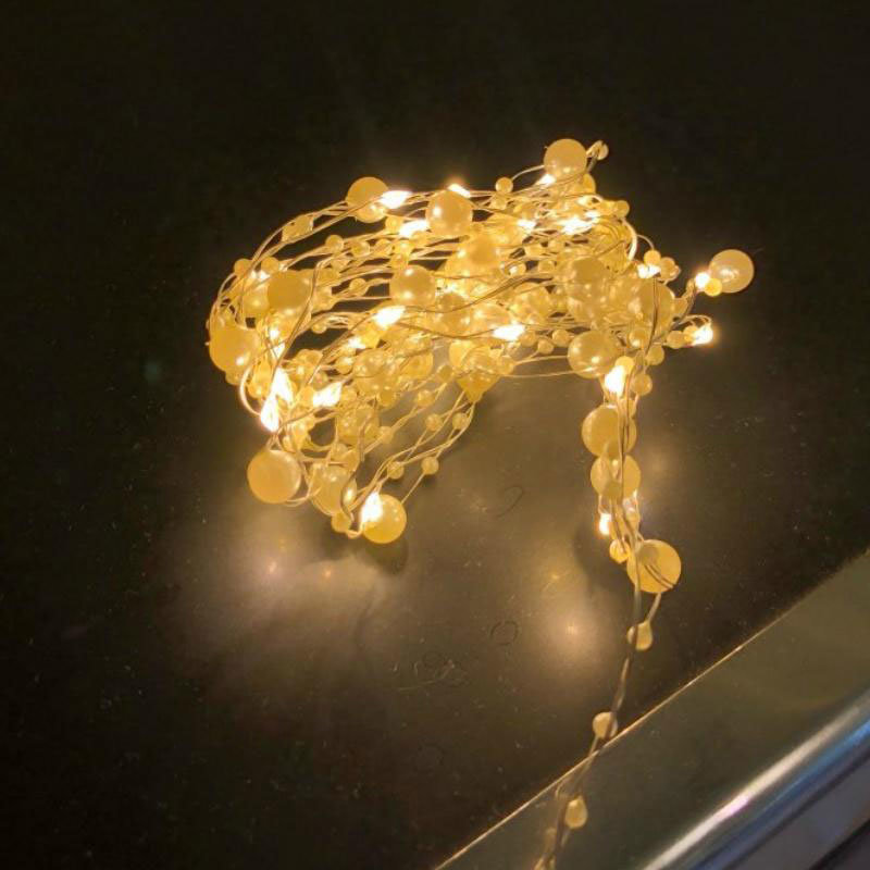 dropship 2/5/10m Pearl Wire Copper String Light Christmas Valentine Wedding Decoration for Home Wedding Party Mariage Garland Decoration