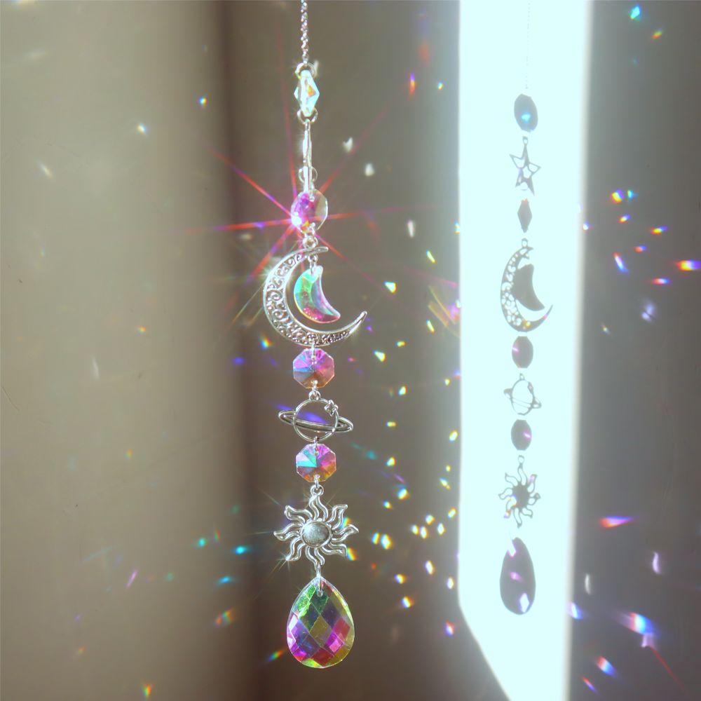 dropship 1pc; Colorful Crystals Suncatcher Hanging Sun Catcher With Chain Pendant Ornament Crystal Balls For Window Home Garden Christmas Day Party Wedding Decoration
