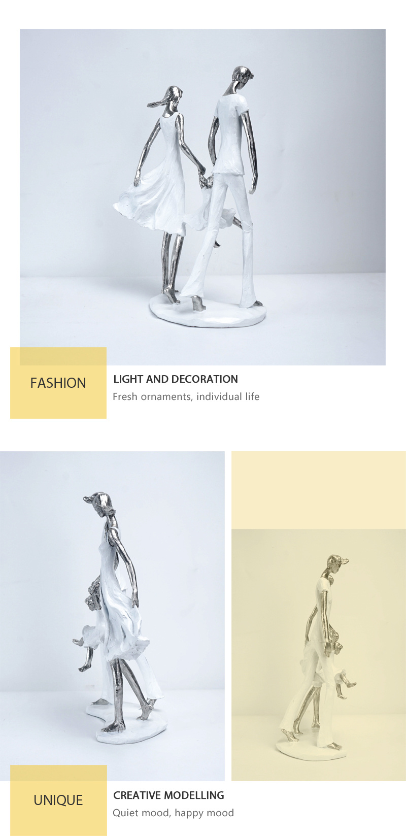 dropship NORTHEUINS Resin Family Statues Nordic Creative Abstract Figurines for Interior Home Living Room Desktop Decoration Accessories