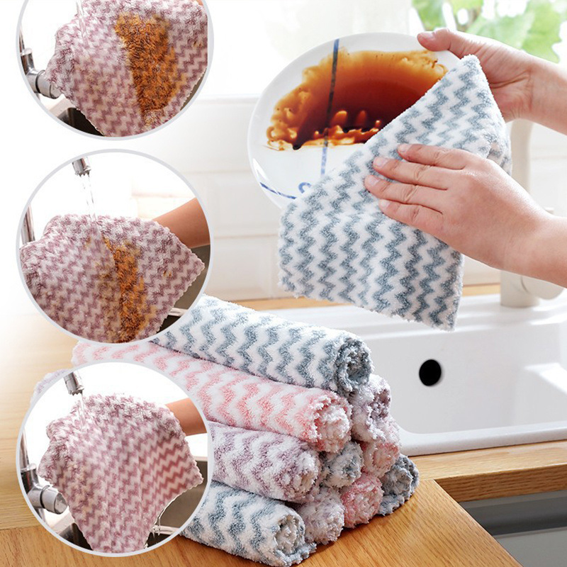 dropship 3/5pcs Coral Fleece Dish Cloth