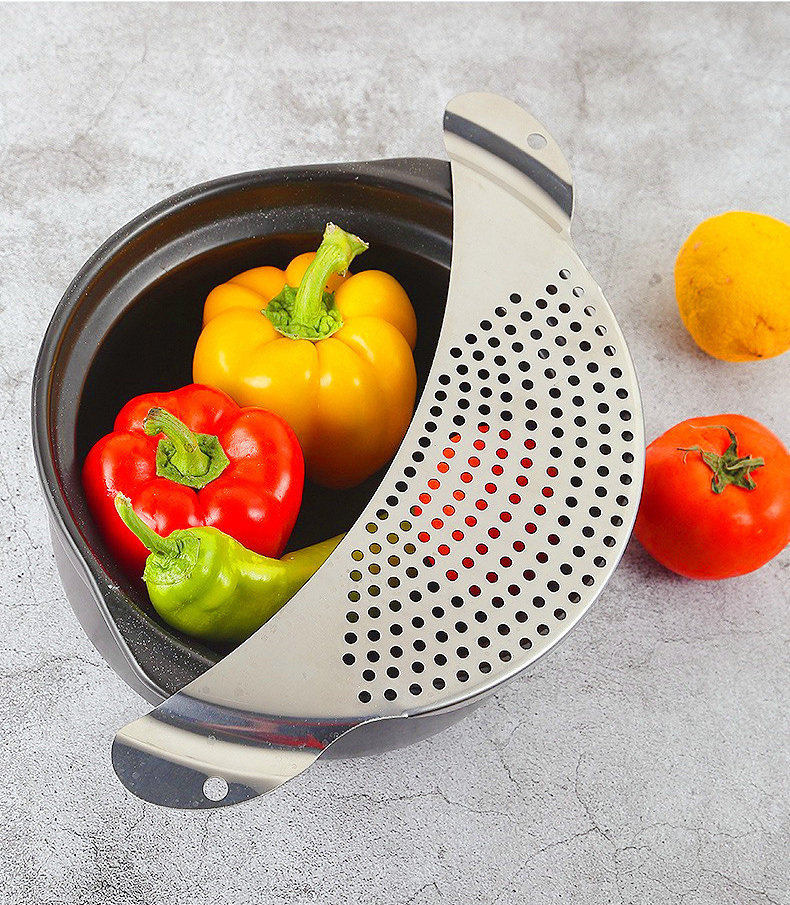 dropship 1pc Strainer Drain Leakproof Washing Rice Baffle Sieve Vegetable Fruit