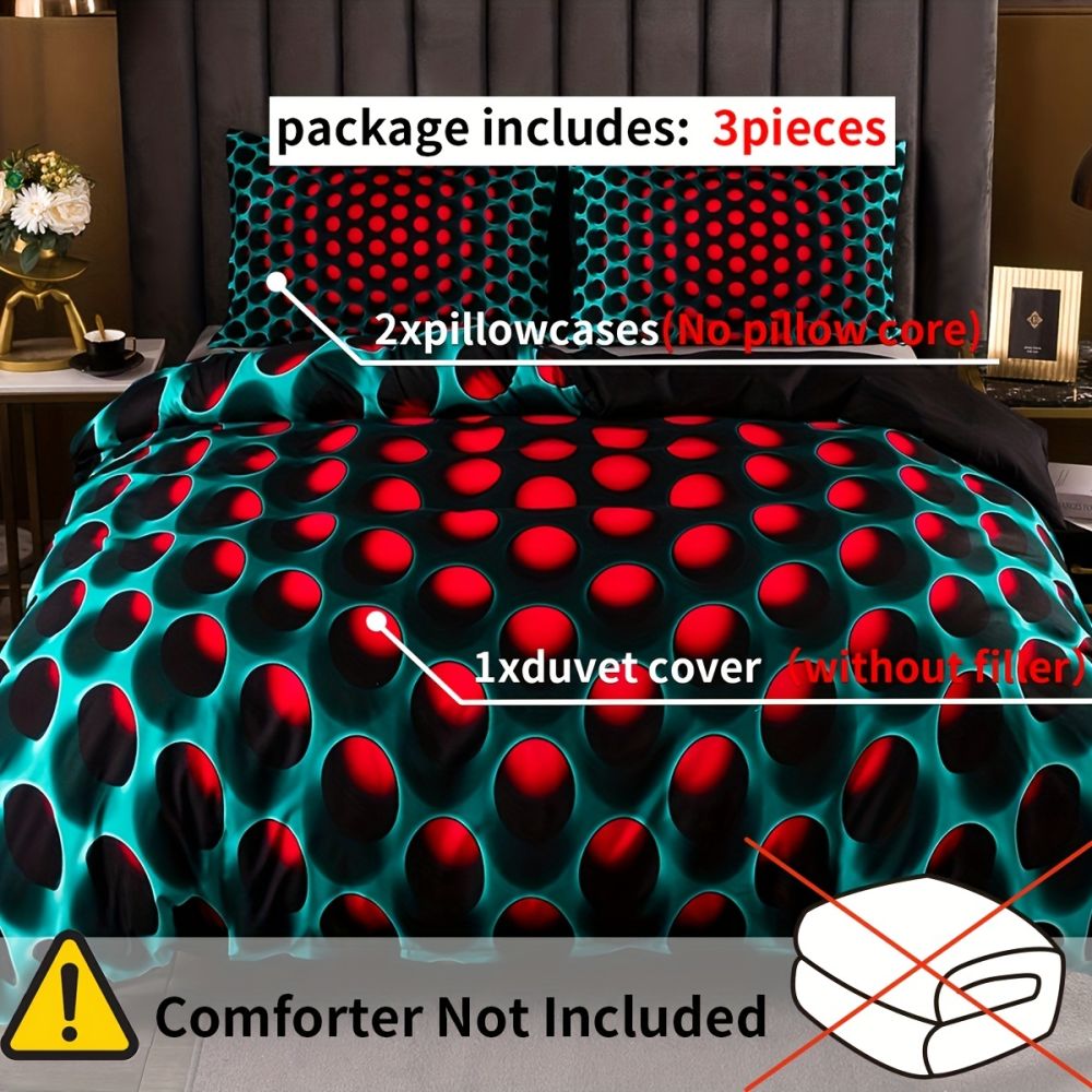 dropship 3pcs Y2K Stereoscopic Dense Holes Pattern Bedding Set; Colorful Duvet Cover Set (Without Quilt)