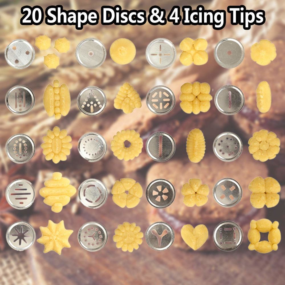 dropship 1 Set; Cookie Press Gun Kit; Includes 20 Cookie Dies And 4 Stainless Steel Nozzle For DIY Biscuit Maker And Decoration Christmas Cookie Making; Kitchen Accessories